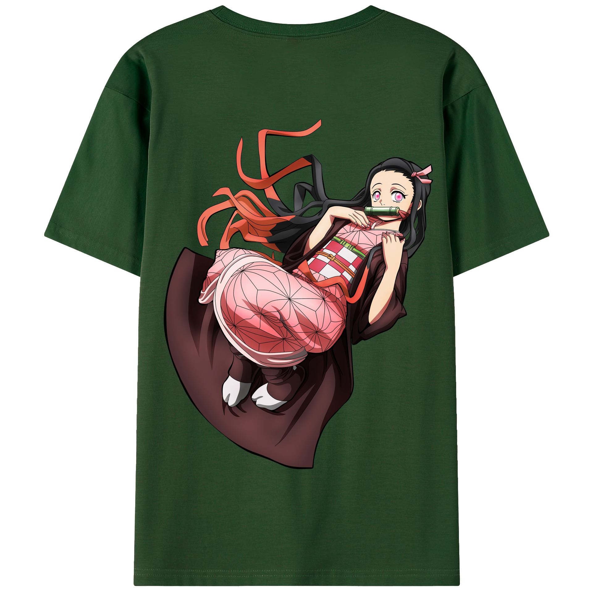（画像用） 鬼滅の刃（きめつのやいば）竈門 禰󠄀豆子／かまど ねずこ Kamado Nezuko 綿100％半袖Tシャツ（背面プリント）